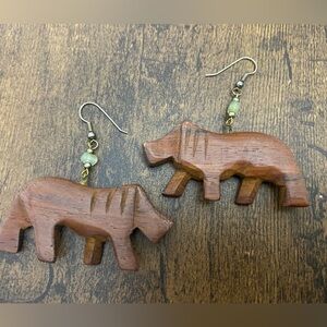 Pair of wooden animal Earrings